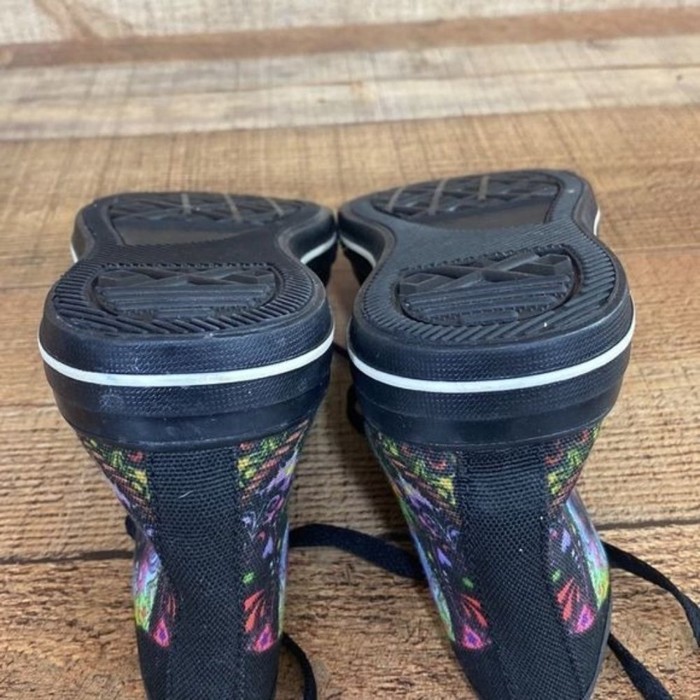 Black Multicolor Puppy Print Bootie Sneakers Womens 7 Lace Up - Picture 13 of 13